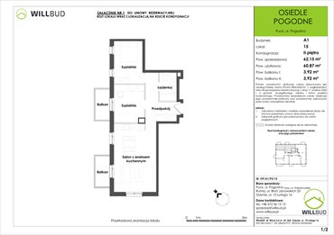 rzut mieszkanie na sprzedaż 61m2 mieszkanie Puck, Pogodna