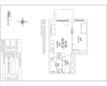 rzut mieszkanie na sprzedaż 42m2 mieszkanie Kraków, Krowodrza, Wybickiego 5