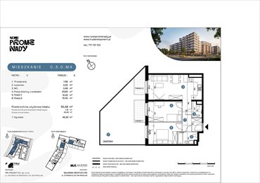 rzut mieszkanie na sprzedaż 63m2 mieszkanie Wrocław, Kleczków, ul. Czochralskiego/ Miłosza