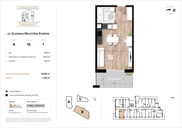 rzut mieszkanie na sprzedaż 30m2 mieszkanie Kraków, Wzgórza Krzesławickie, Gustawa Morcinka