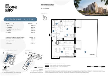 rzut mieszkanie na sprzedaż 59m2 mieszkanie Wrocław, Kleczków, ul. Czochralskiego/ Miłosza