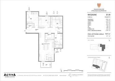 rzut mieszkanie na sprzedaż 99m2 mieszkanie Pruszcz Gdański, ul. Grunwaldzka 71B, 71C