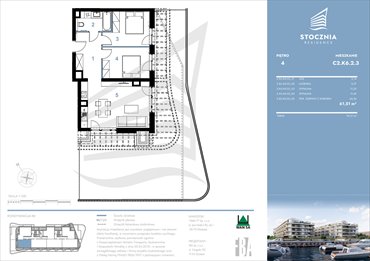 rzut mieszkanie na sprzedaż 62m2 mieszkanie Radziwie, ul. Popłacińska 42