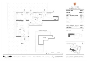 rzut mieszkanie na sprzedaż 91m2 mieszkanie Pruszcz Gdański, ul. Grunwaldzka 71B, 71C