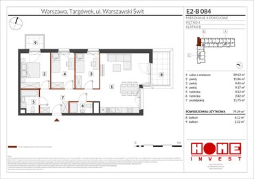 rzut mieszkanie na sprzedaż 79m2 mieszkanie Warszawa, Targówek, ul. Warszawski Świt