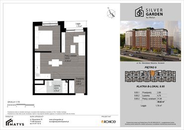 rzut mieszkanie na sprzedaż 40m2 mieszkanie Szczecin, Centrum, al. Wyzwolenia 70 / ul. Staszica 21