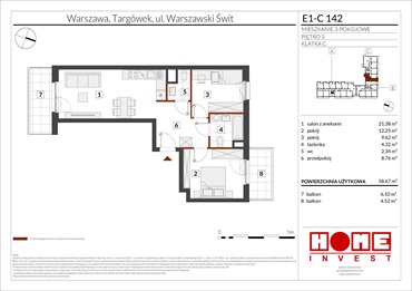 rzut mieszkanie na sprzedaż 59m2 mieszkanie Warszawa, Targówek, ul. Warszawski Świt