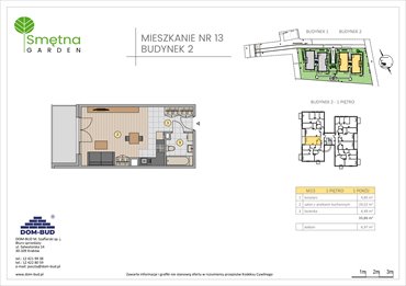 rzut mieszkanie na sprzedaż 34m2 mieszkanie Kraków, Bronowice Wielkie, Smętna 1
