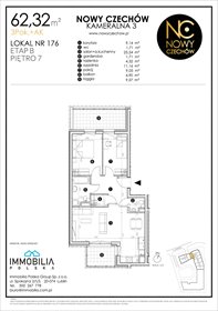 rzut mieszkanie na sprzedaż 62m2 mieszkanie Lublin, CZECHÓW, Kameralna 3