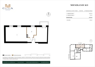rzut mieszkanie na sprzedaż 52m2 mieszkanie Koło, Stary Rynek 26