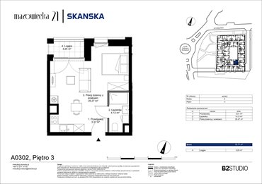 rzut mieszkanie na sprzedaż 33m2 mieszkanie Kraków, Krowodrza, ul. Mazowiecka 21