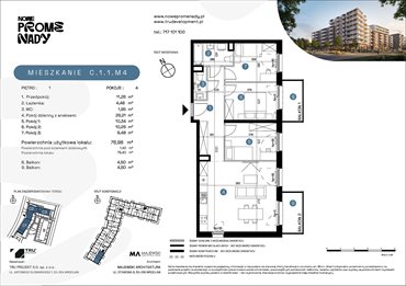 rzut mieszkanie na sprzedaż 77m2 mieszkanie Wrocław, Kleczków, ul. Czochralskiego/ Miłosza