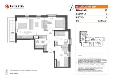 rzut mieszkanie na sprzedaż 62m2 mieszkanie Gdańsk, Zabornia, Kartuska