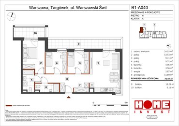 rzut mieszkanie na sprzedaż 80m2 mieszkanie Warszawa, Targówek, ul. Warszawski Świt 12