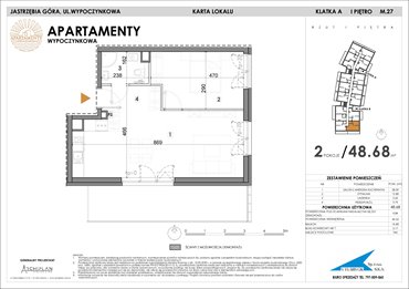 rzut mieszkanie na sprzedaż 49m2 mieszkanie Jastrzębia Góra, Wypoczynkowa