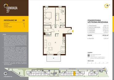 rzut mieszkanie na sprzedaż 68m2 mieszkanie Kraków, Prądnik Biały, Conrada 27