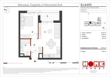 rzut mieszkanie na sprzedaż 40m2 mieszkanie Warszawa, Targówek, ul. Warszawski Świt