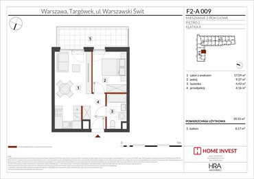 rzut mieszkanie na sprzedaż 36m2 mieszkanie Warszawa, ul. Warszawski Świt