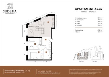 rzut mieszkanie na sprzedaż 68m2 mieszkanie Jelenia Góra, POZNAŃSKA 4