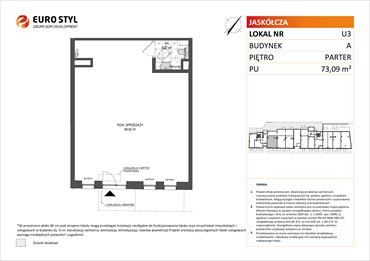 rzut lokal użytkowy na sprzedaż 73m2 lokal użytkowy Gdańsk, ul.Jaskółcza