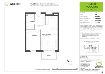 rzut mieszkanie na sprzedaż 44m2 mieszkanie Puck, Pogodna