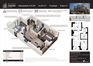rzut mieszkanie na sprzedaż 48m2 mieszkanie Szczecin, Centrum, al. Wyzwolenia 70 / ul. Staszica 21