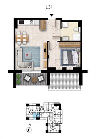 rzut mieszkanie na sprzedaż 39m2 mieszkanie Grzybowo, Nadmorska 98 -106