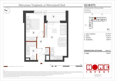 rzut mieszkanie na sprzedaż 38m2 mieszkanie Warszawa, Targówek, ul. Warszawski Świt