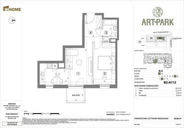 rzut mieszkanie na sprzedaż 43m2 mieszkanie Łódź, Polesie, Wołowa 4A
