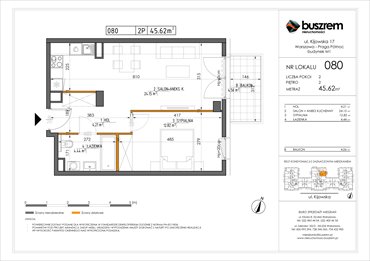 rzut mieszkanie na sprzedaż 46m2 mieszkanie Warszawa, Praga Północ, Kijowska 17