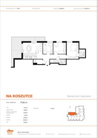 rzut mieszkanie na sprzedaż 72m2 mieszkanie Katowice, Wełnowiec, Słoneczna 1