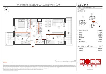 rzut mieszkanie na sprzedaż 68m2 mieszkanie Warszawa, Targówek, ul. Warszawski Świt 12