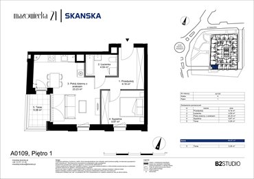 rzut mieszkanie na sprzedaż 47m2 mieszkanie Kraków, Krowodrza, ul. Mazowiecka 21