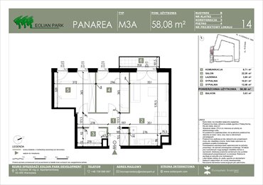 rzut mieszkanie na sprzedaż 58m2 mieszkanie Warszawa, Ursus, Ryżowa