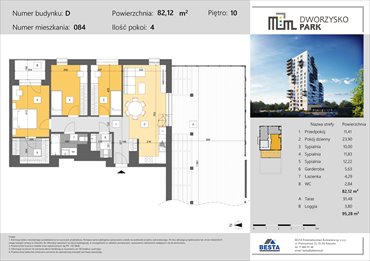 rzut mieszkanie na sprzedaż 82m2 mieszkanie Rzeszów, Przybyszówka, Dworzysko