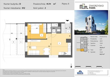 rzut mieszkanie na sprzedaż 47m2 mieszkanie Rzeszów, Przybyszówka, Dworzysko