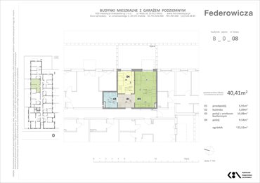 rzut mieszkanie na sprzedaż 40m2 mieszkanie Kraków, ul. Federowicza