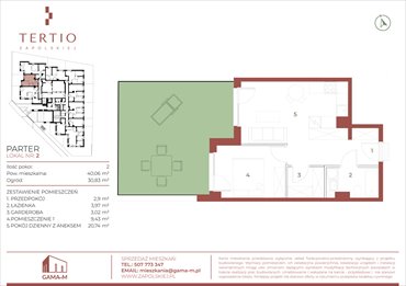 rzut mieszkanie na sprzedaż 40m2 mieszkanie Kraków, Bronowice, Gabrieli Zapolskiej 21