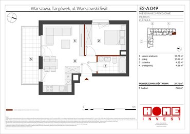 rzut mieszkanie na sprzedaż 40m2 mieszkanie Warszawa, Targówek, ul. Warszawski Świt