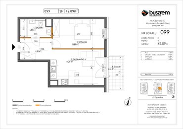 rzut mieszkanie na sprzedaż 42m2 mieszkanie Warszawa, Praga Północ, Kijowska 17
