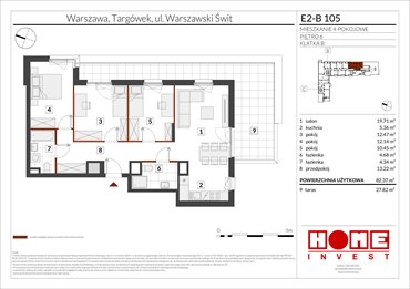 rzut mieszkanie na sprzedaż 82m2 mieszkanie Warszawa, Targówek, ul. Warszawski Świt