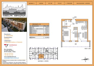 rzut mieszkanie na sprzedaż 49m2 mieszkanie Kraków, Krowodrza, Papierni Prądnickich 48