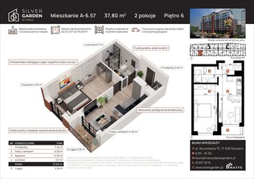 rzut mieszkanie na sprzedaż 38m2 mieszkanie Szczecin, Centrum, al. Wyzwolenia 70 / ul. Staszica 21