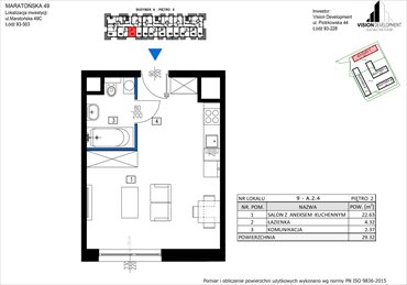 rzut mieszkanie na sprzedaż 29m2 mieszkanie Łódź, Retkinia, Maratońska 49C