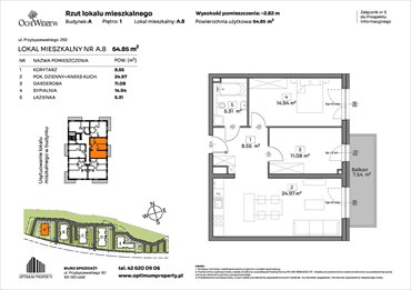 rzut mieszkanie na sprzedaż 65m2 mieszkanie Łódź, Widzew, Przybyszewskiego 292-300