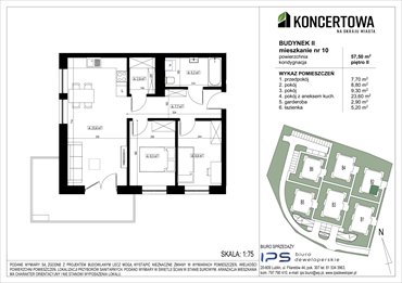 rzut mieszkanie na sprzedaż 58m2 mieszkanie Lublin, Czechów Północny, Koncertowa