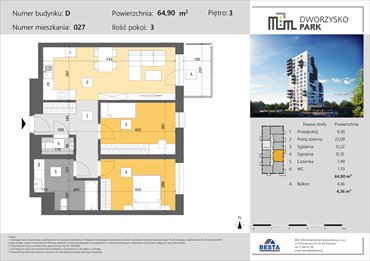 rzut mieszkanie na sprzedaż 65m2 mieszkanie Rzeszów, Przybyszówka, Dworzysko