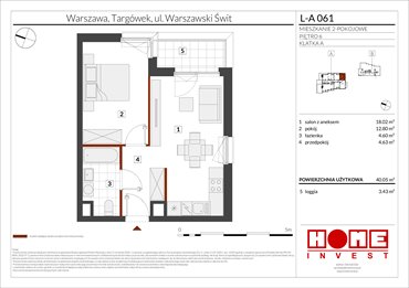 rzut mieszkanie na sprzedaż 40m2 mieszkanie Warszawa, Targówek, ul. Warszawski Świt
