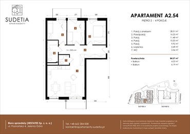 rzut mieszkanie na sprzedaż 85m2 mieszkanie Jelenia Góra, POZNAŃSKA 4