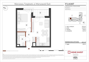 rzut mieszkanie na sprzedaż 40m2 mieszkanie Warszawa, ul. Warszawski Świt